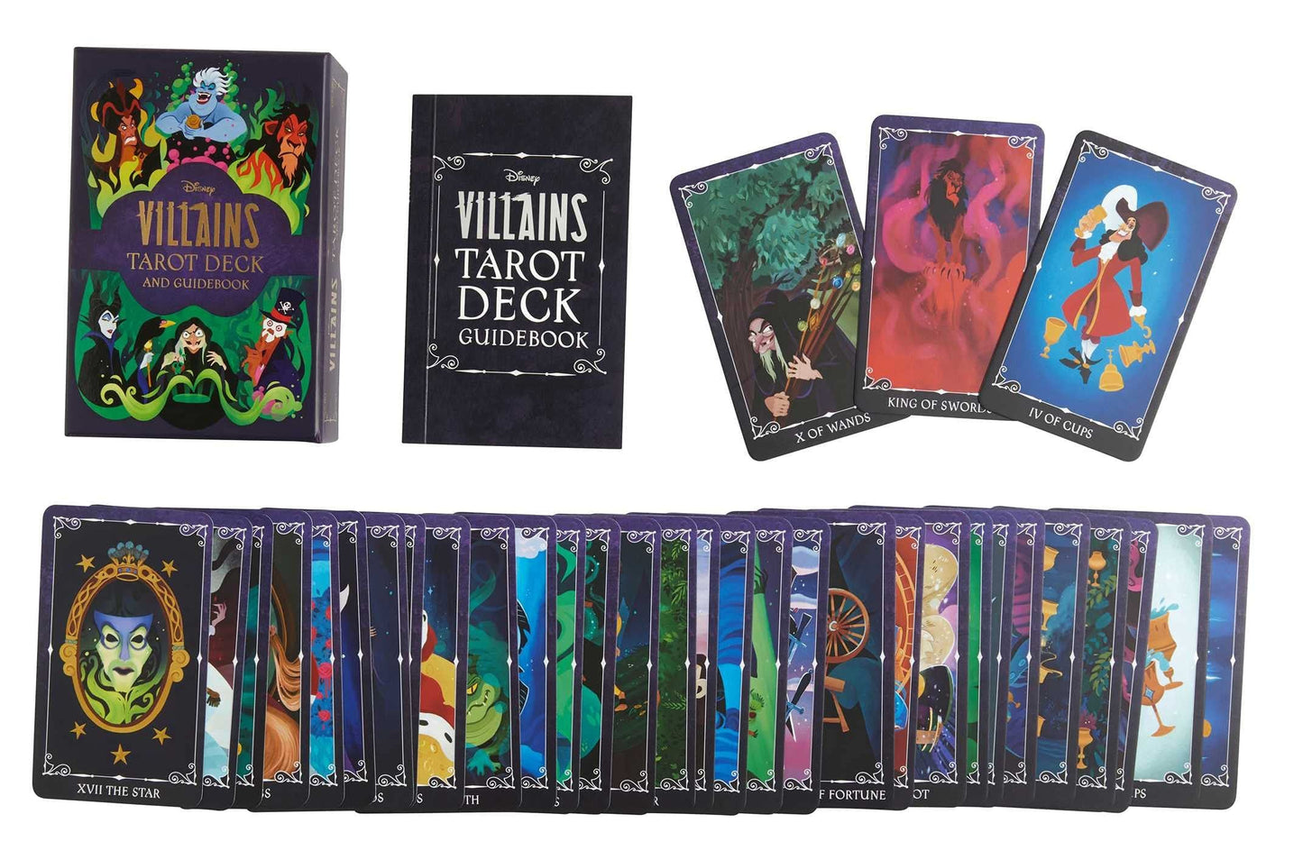 Tarot Deck Disney Villains Divination Tool, Unique Rider Waite Tarot Card Guidebook Beginner Occult Pop Culture Game, Vintage Cartoon Card