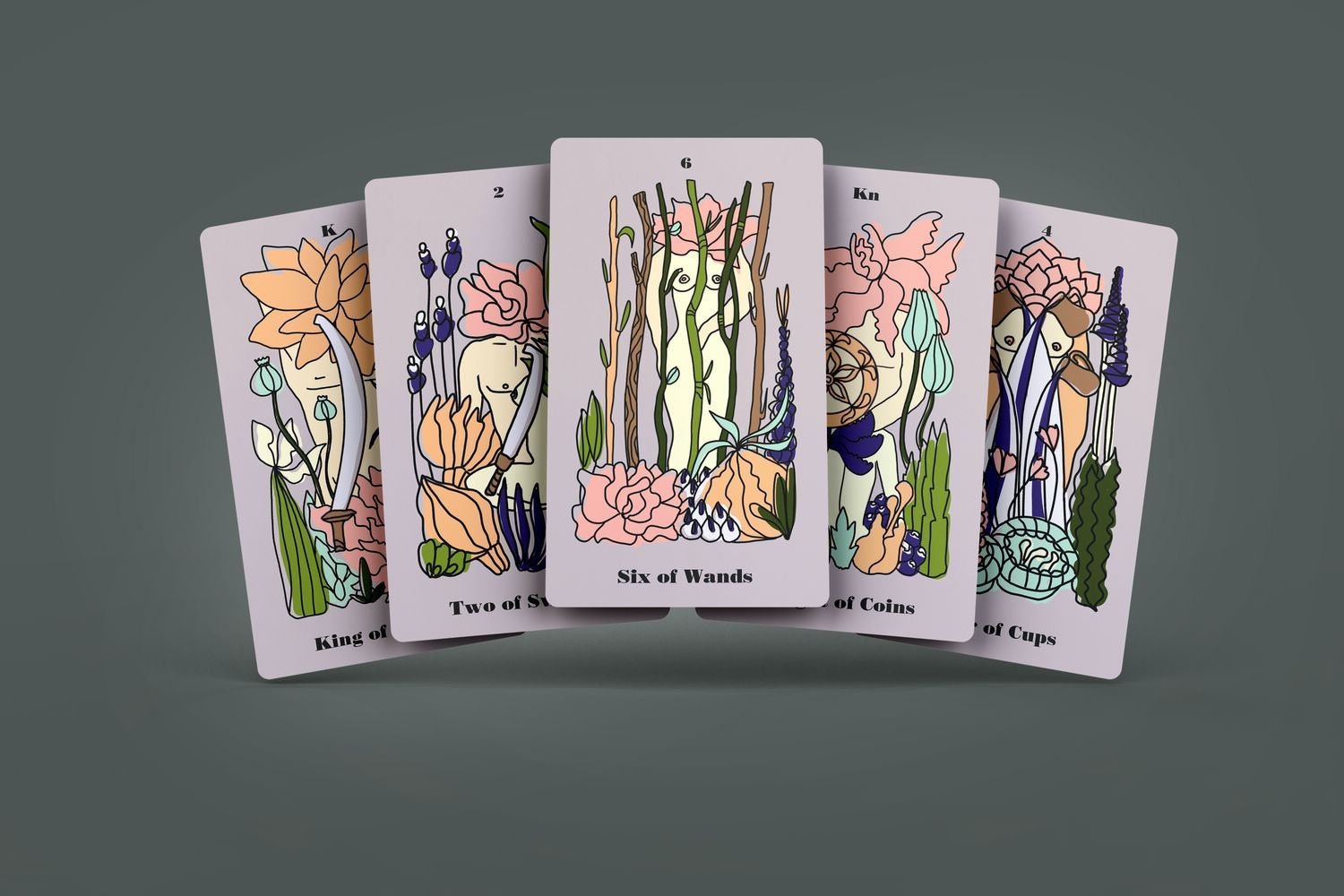 Sensual Garden Tarot Deck. Oracle Divination Tool, Unique Indie Occult Cards Beginner Rider Waite Tarot With Guidebook. Vintage Line Art