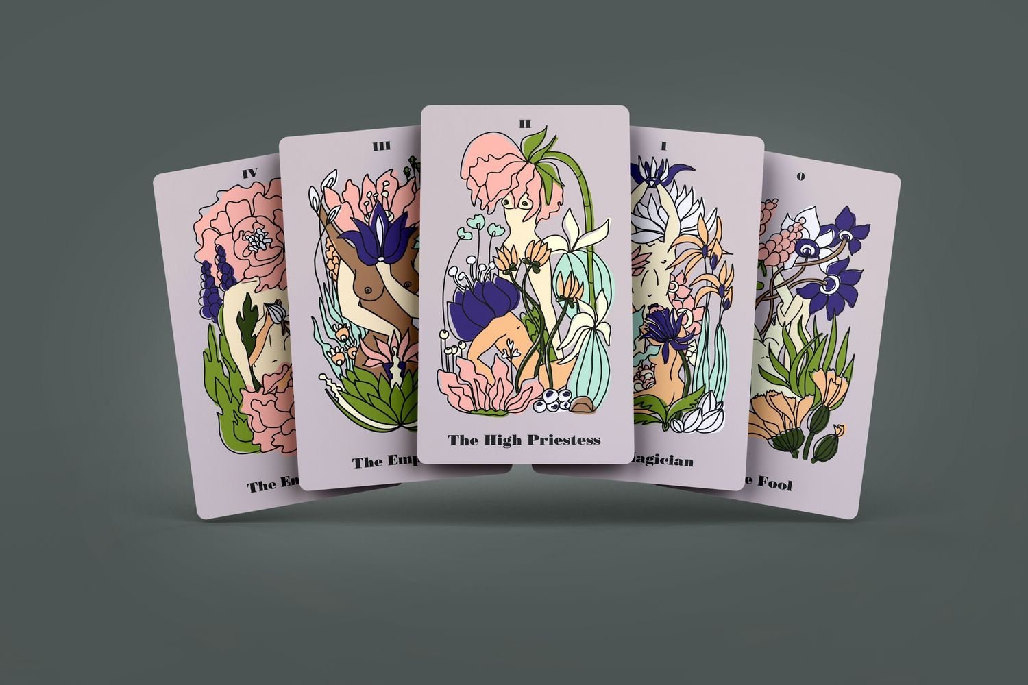 Sensual Garden Tarot Deck. Oracle Divination Tool, Unique Indie Occult Cards Beginner Rider Waite Tarot With Guidebook. Vintage Line Art