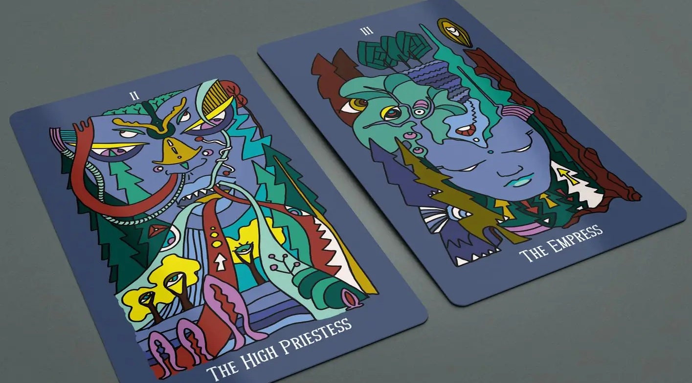 Mysterious Forest Tarot Card deck is a Psychedelic Experience Occult Tool with Mushrooms and Trippy Imagery