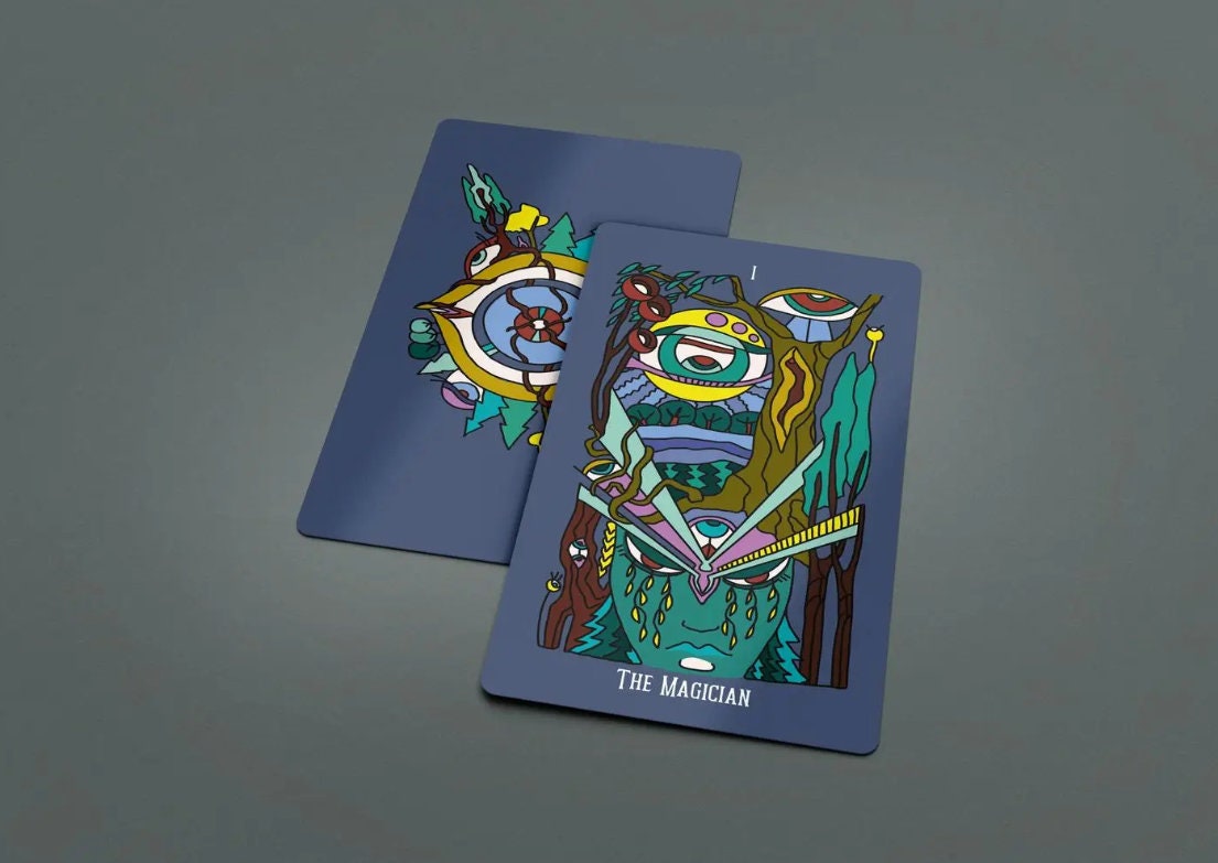 Mysterious Forest Tarot Card deck is a Psychedelic Experience Occult Tool with Mushrooms and Trippy Imagery