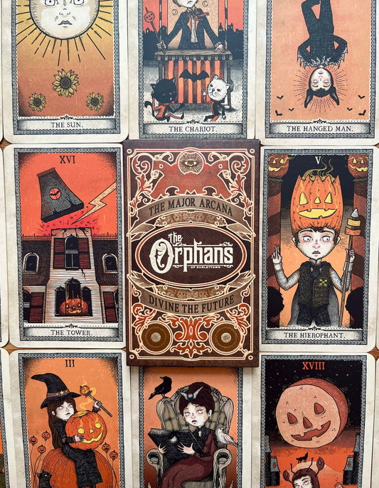 Orphans Major Arcana Tarot Deck. Oracle Cards Divination Tool, Beginner Rider Waite Tarot Guidebook. Occult Vintage Halloween Victorian Art