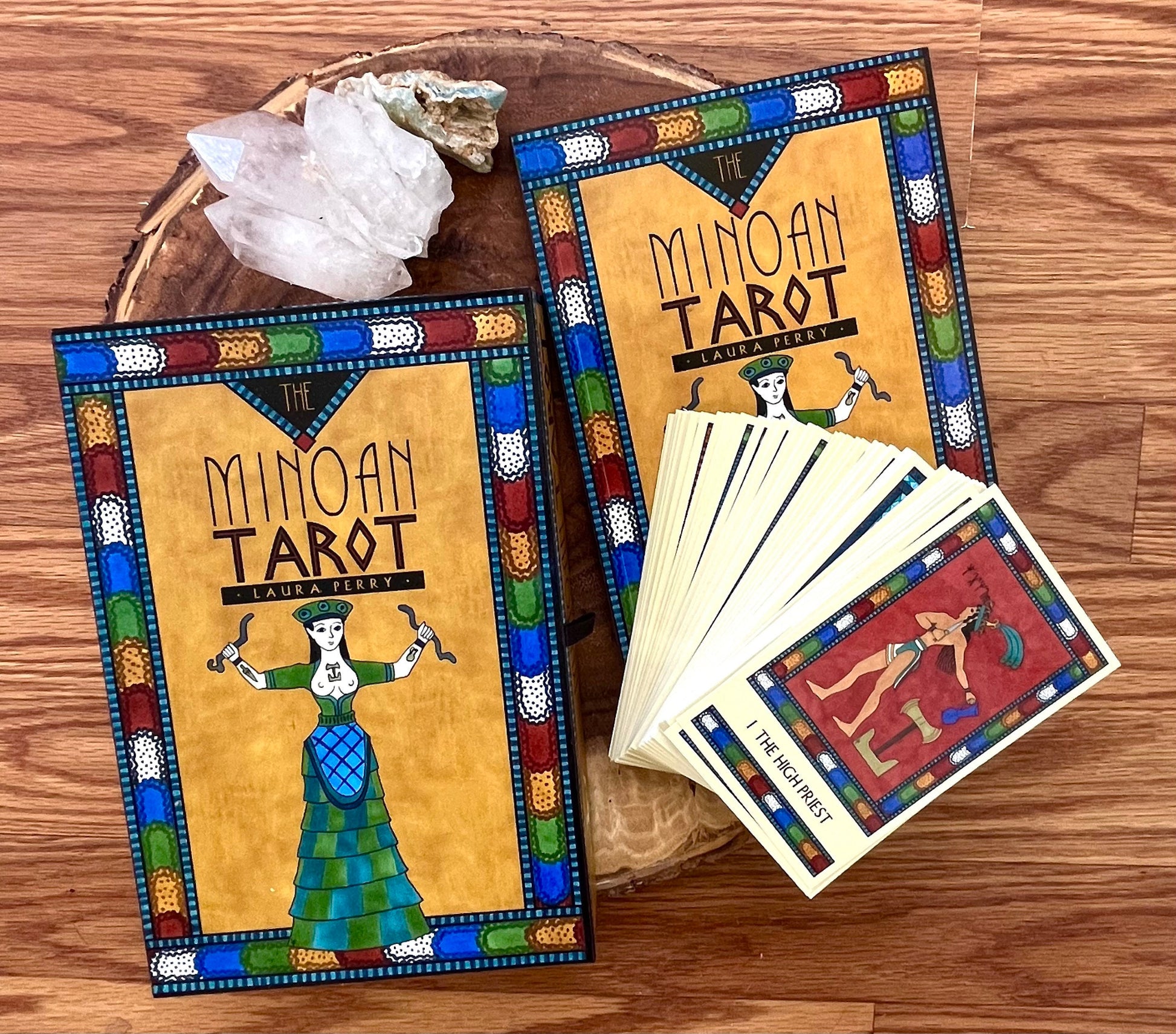 Minoan Tarot Card Deck Oracle Divination Tool, Vintage Occult Beginner Rider Waite Tarot Deck With Guidebook. History Art Mythology Gift