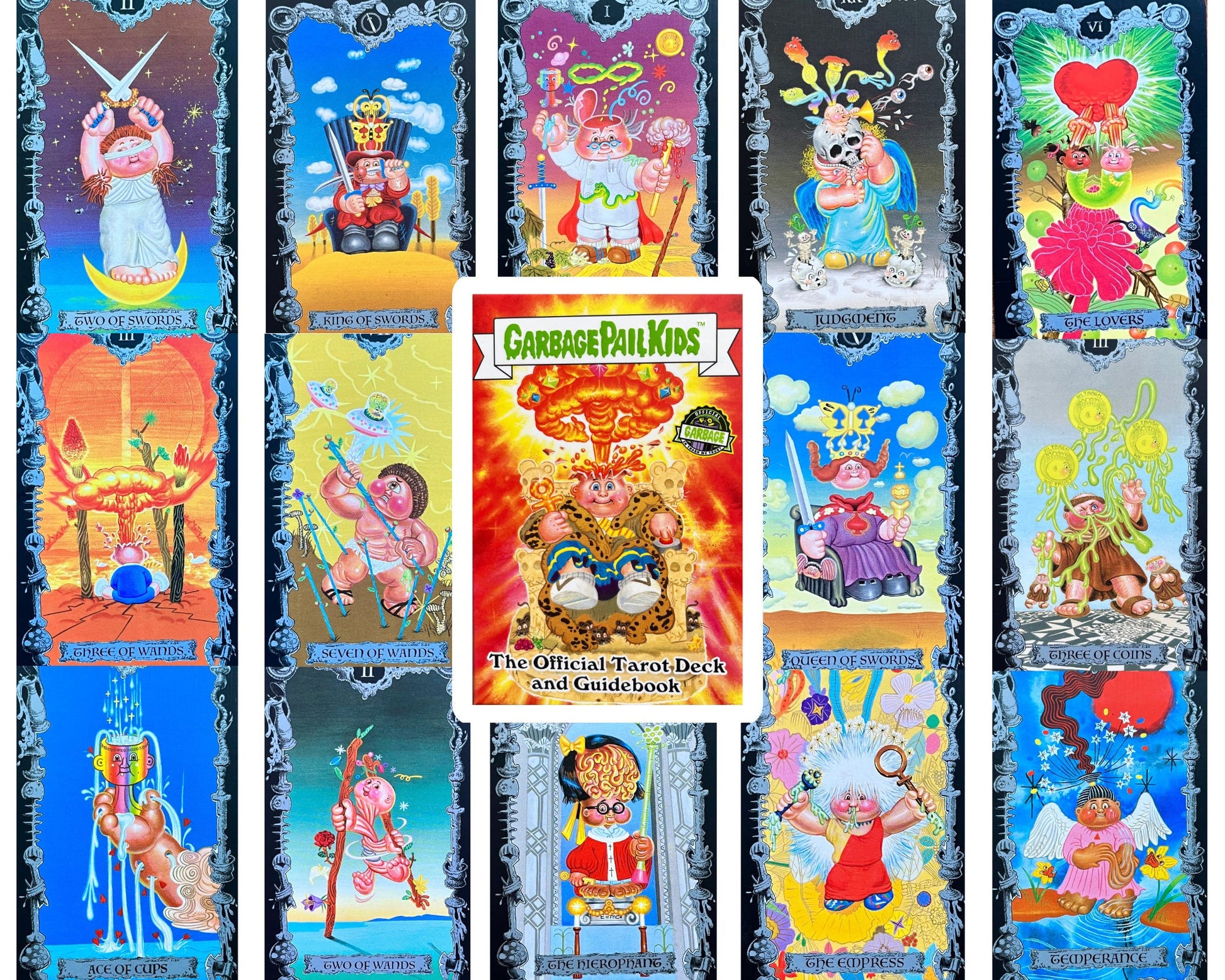 Garbage Pail Kids Tarot Deck Oracle Card Divination Tool, Beginner Rider Waite Tarot Guidebook, Vintage Occult Retro Art 80s Lover Nostalgia