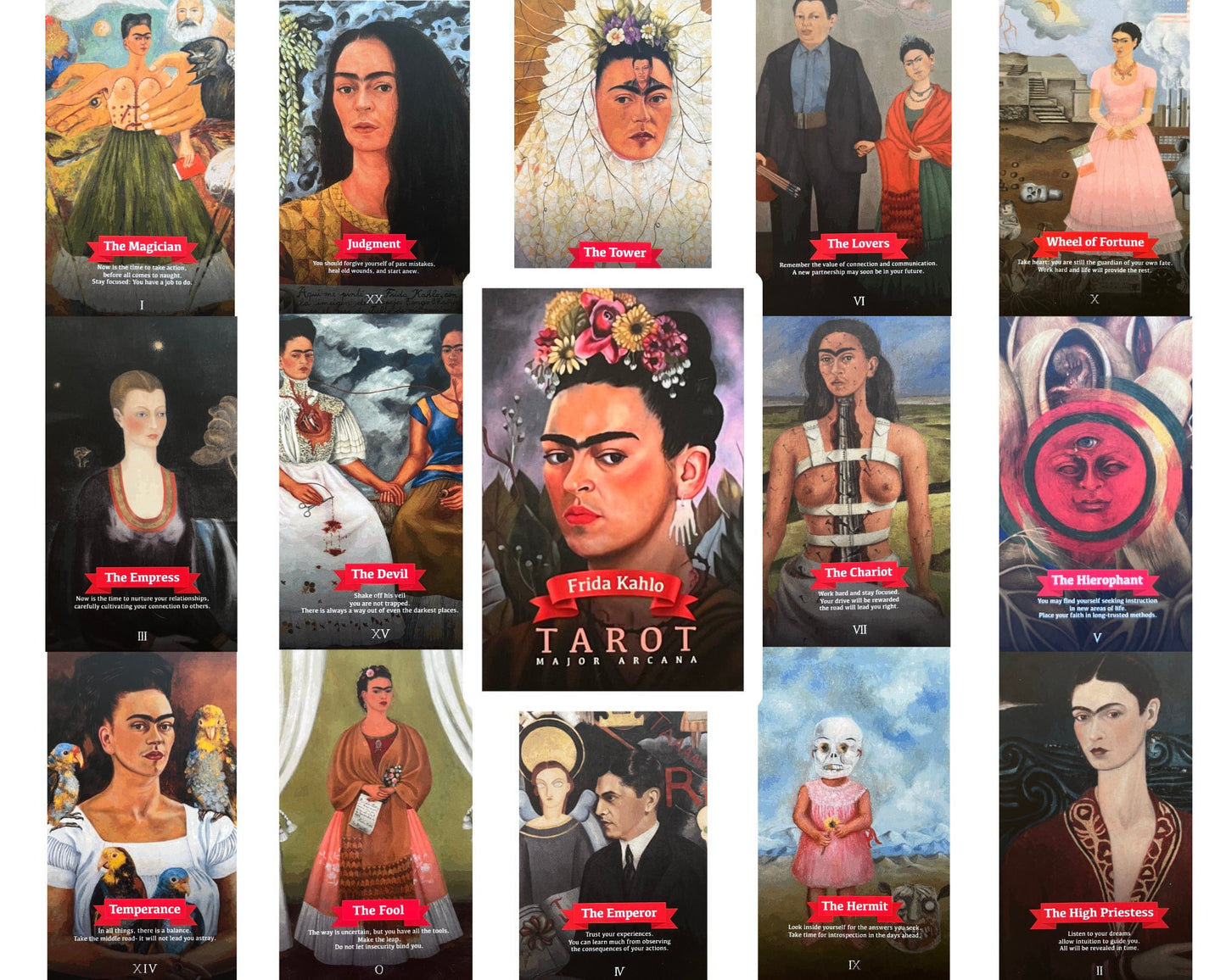 Frida Kahlo Tarot Major Arcana Deck, Divination Tool Oracle Cards, Rider Waite Tarot Card For Beginner, Magic Realism Surrealism Art Fan