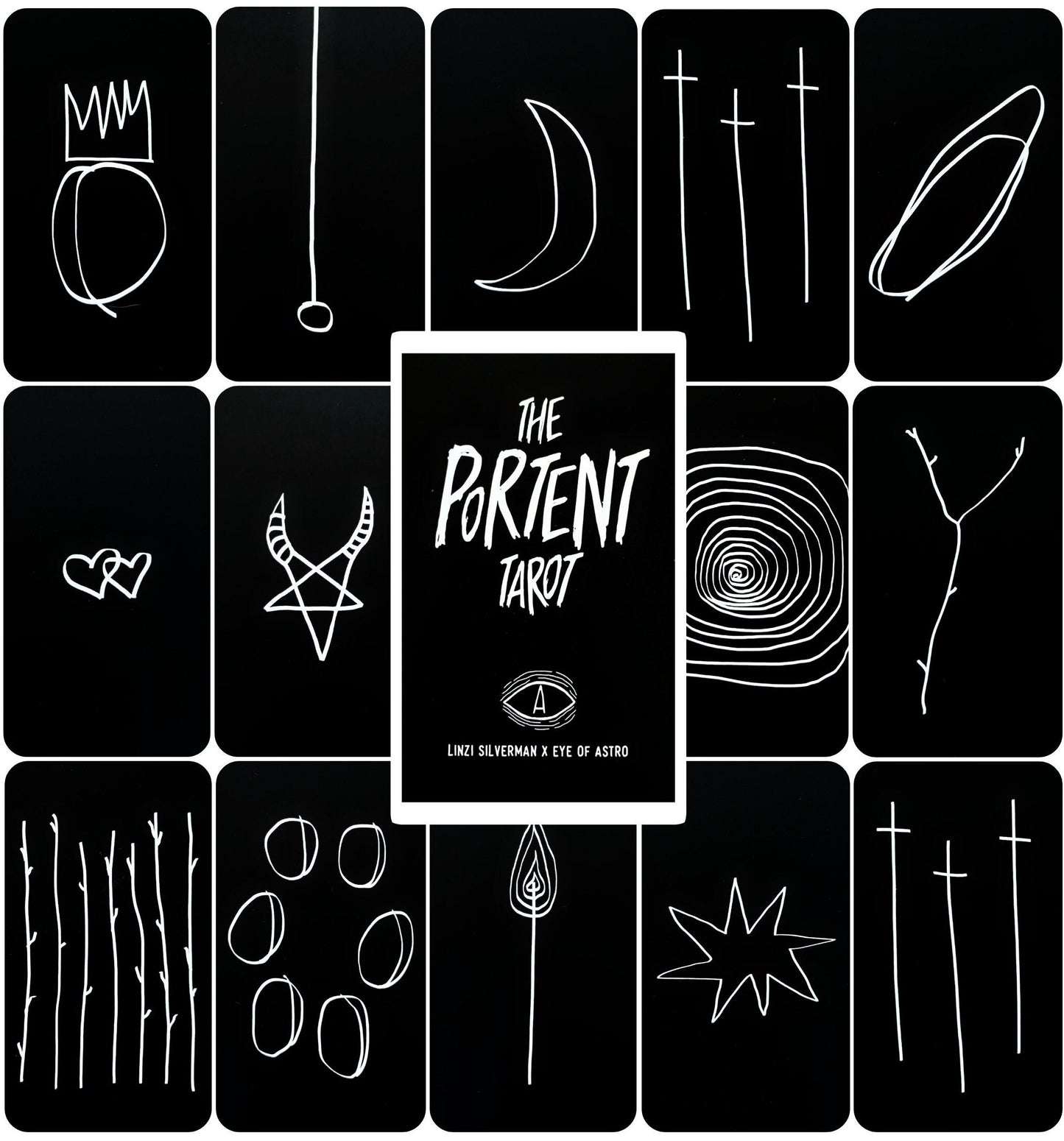 The Portent Tarot Deck, Minimalist Occult Cards Unique Divination Tool, Rider Waite Tarot Deck With Guidebook For Beginners, Simple Art