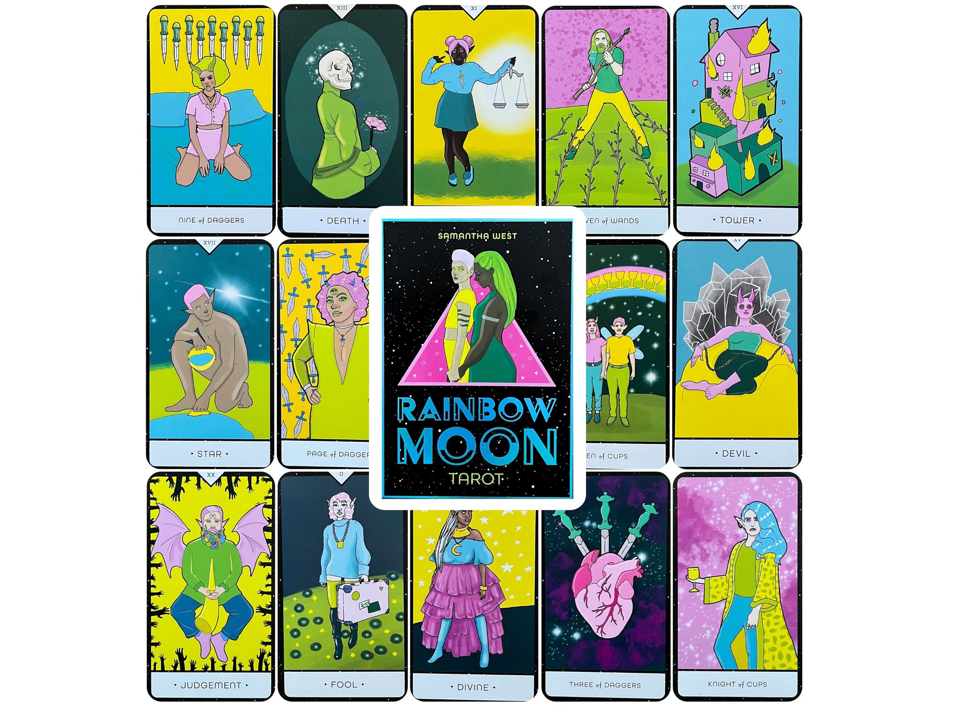 Rainbow Moon Tarot Deck, Inclusive Body Positive LGBTQ+ Rider Waite Tarot Card With Guidebook for Beginner, Divination Tool Occult Game