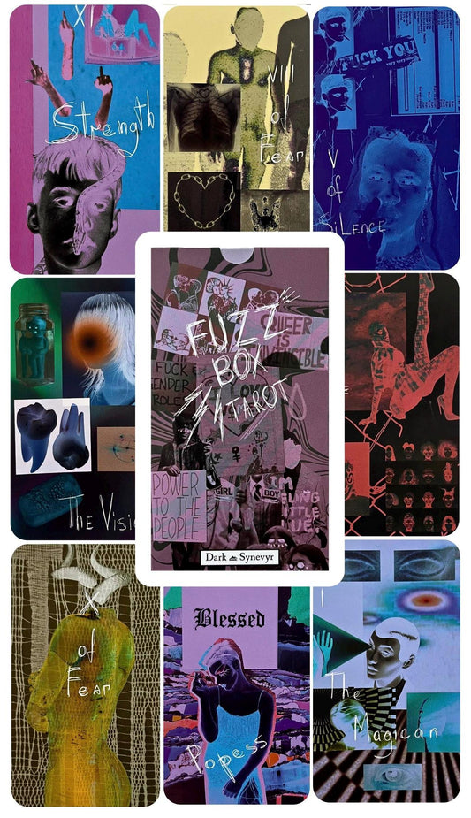 Fuzz Box Tarot Deck With Guidebook For Beginner, Grunge Oracle Cards, Indie Art Rider Waite Tarot Card, Vintage Occult Cards Divination Tool