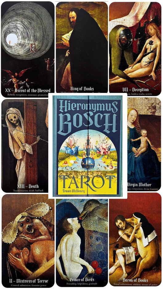 Hieronymus Bosch Tarot Deck Occult Divination Cards, Vintage Surrealism Art, Rider Waite Tarot with Guidebook Oracle Cards, Divination Tool