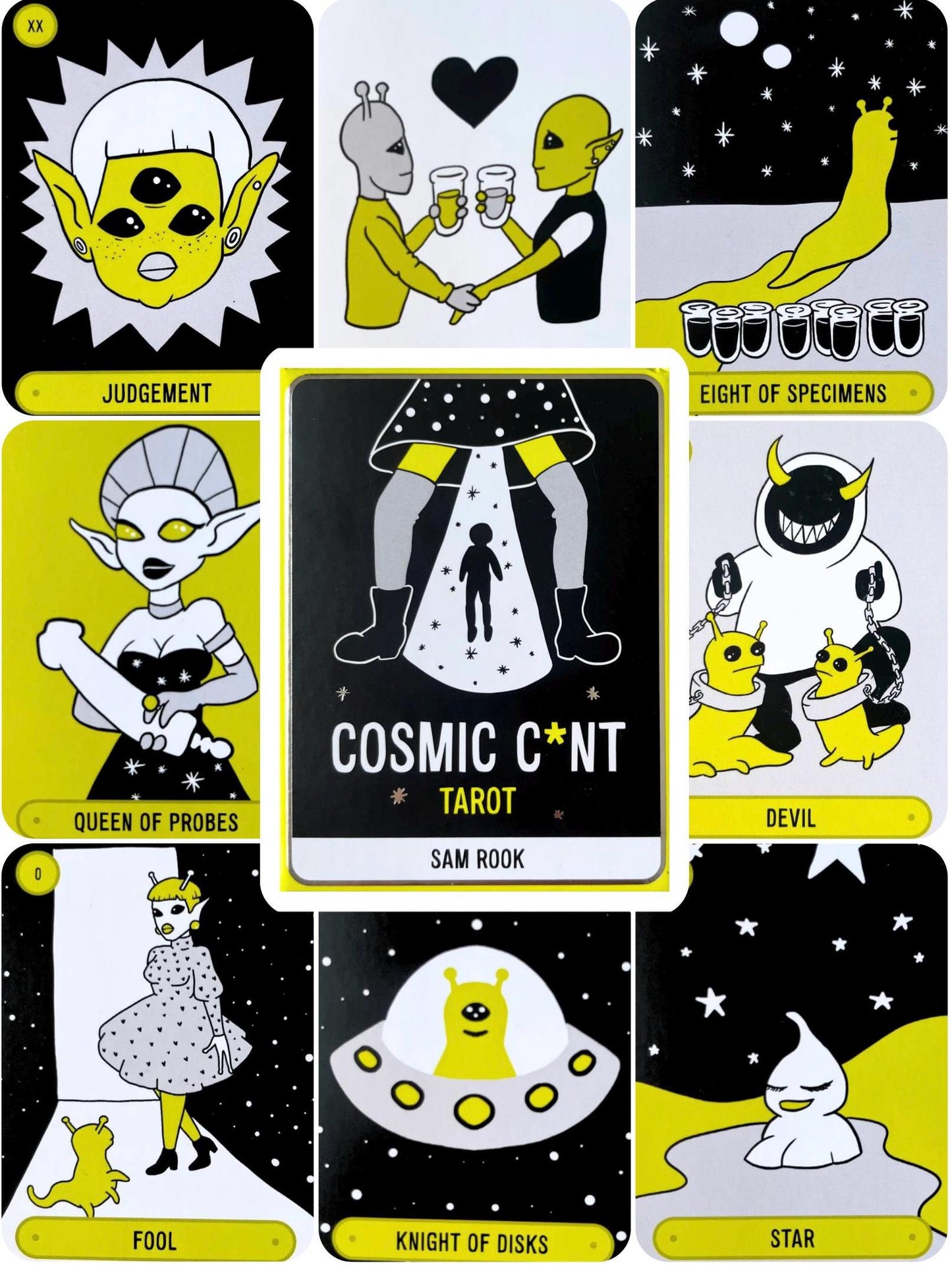 Cosmic C*nt Tarot Deck, Rider Wait Tarot with guidebook for beginner, unique oracle cards Occult whimsical Divination tool, quirky Indie art