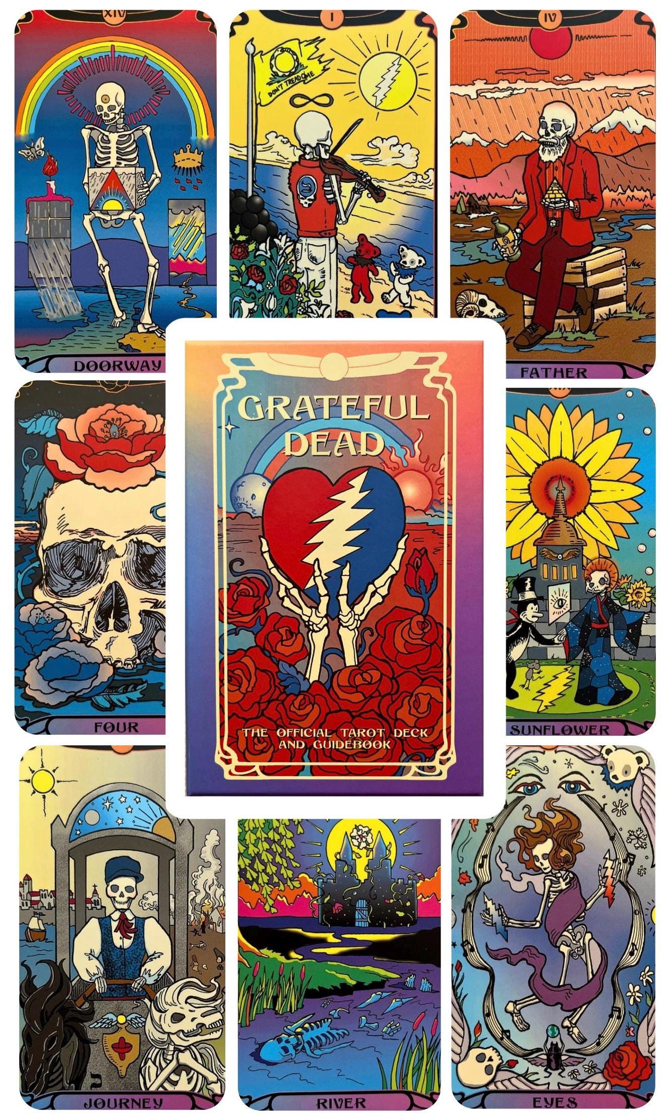 Grateful Dead Tarot Deck Oracle Divination Tool, Rider Waite Tarot With Guidebook Tarot Cards For Beginners Music Fan Vintage Occult Card